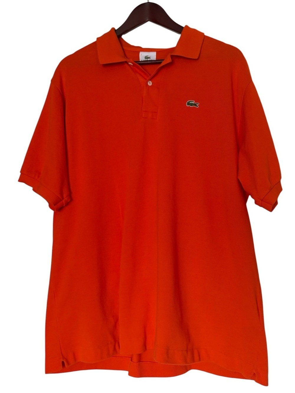 Lacoste men's bright orange short sleeves polo shirt size 7 Large 100% cotton